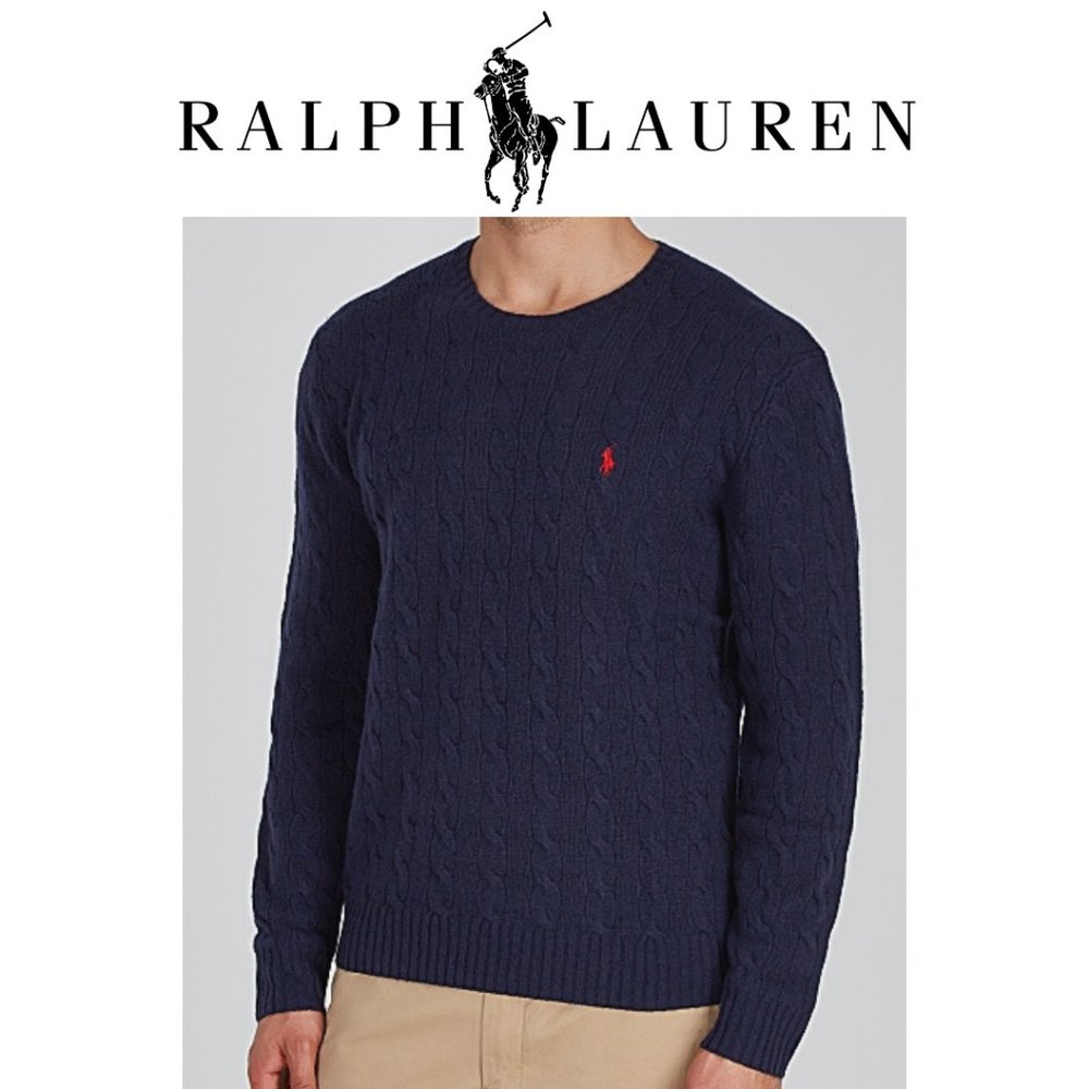 Polo Ralph Lauren Cable Knit SILK Sweater Navy XL